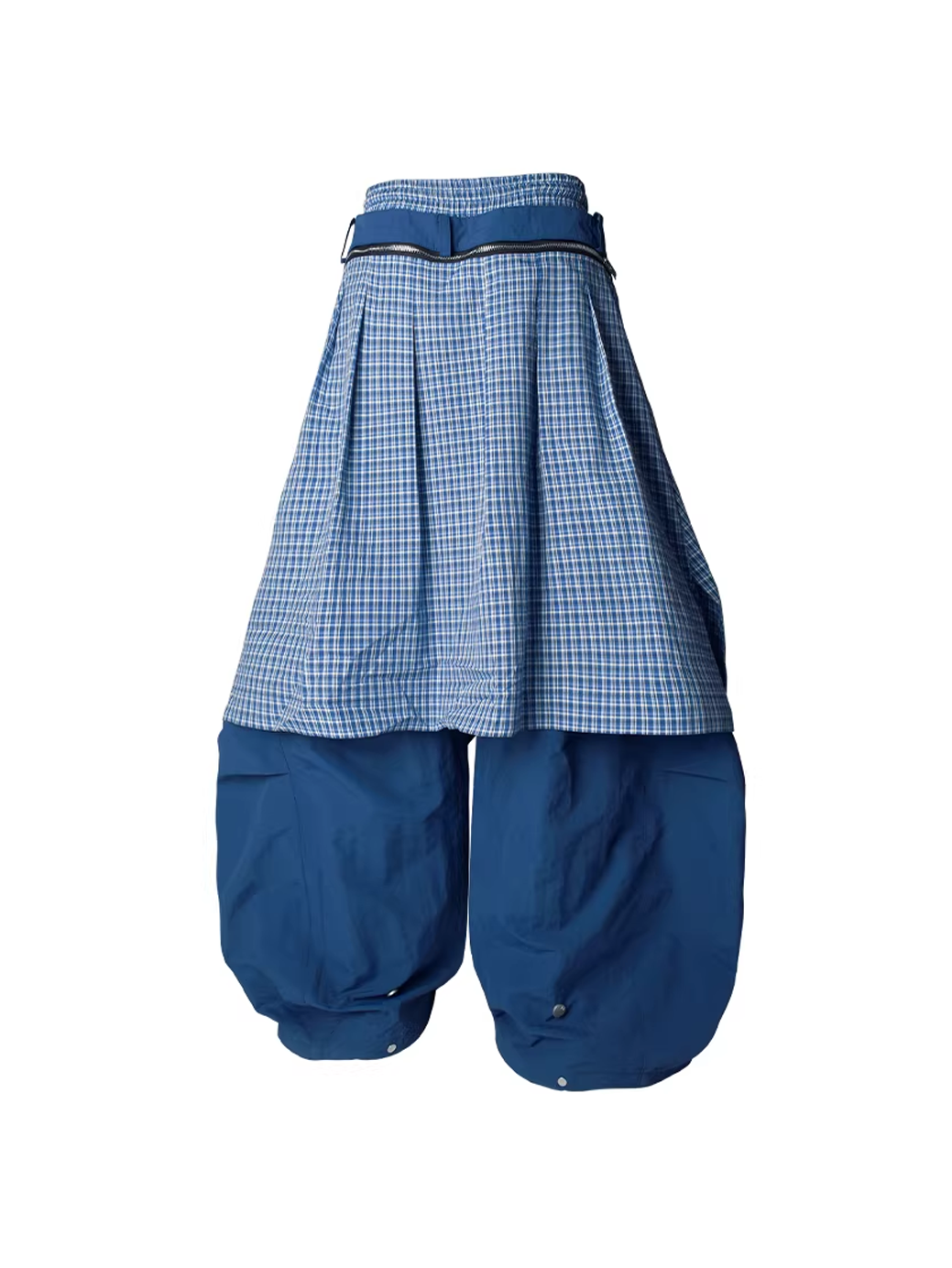 Layered Technical Curved Trousers - Blue
