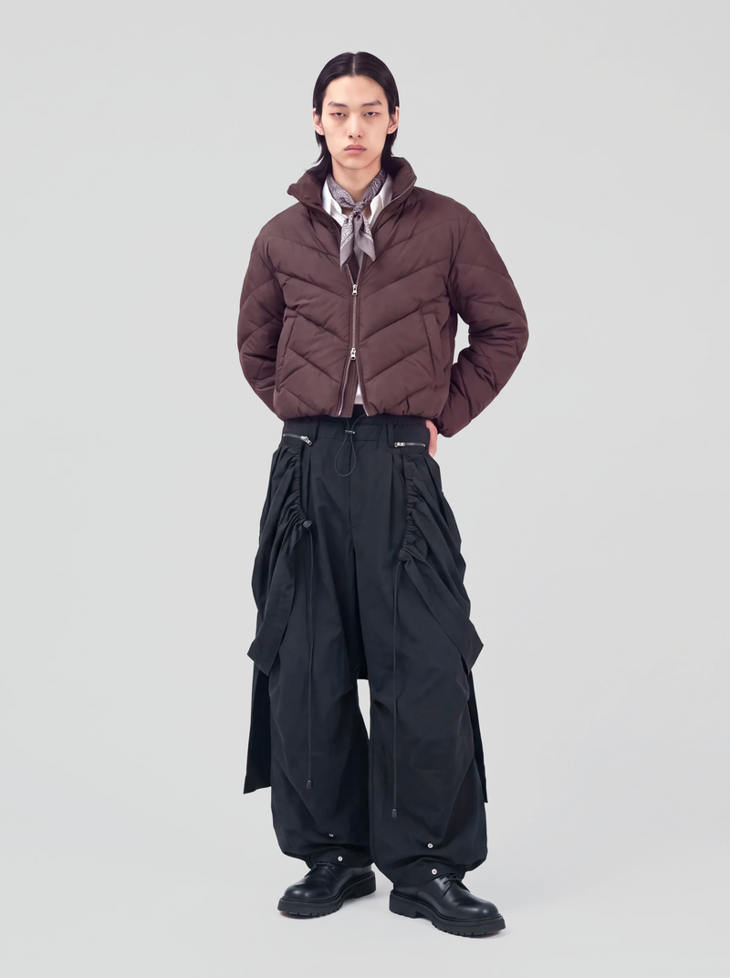 Layered Technical Curved Trousers - Black